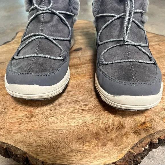 Ryka Women's Aubonne Faux Fur Charcoal Bungee Laces Winter Trail Hiking Boots 8M - Picture 4 of 11